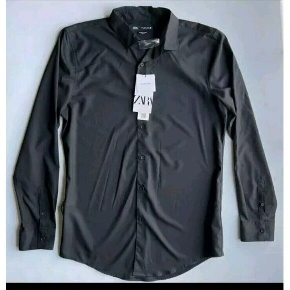 Zara Men’s Shirt Black Top  SPANDEX ACTIVE LONG SLEEVE 5445 406 Size S - Picture 1 of 2